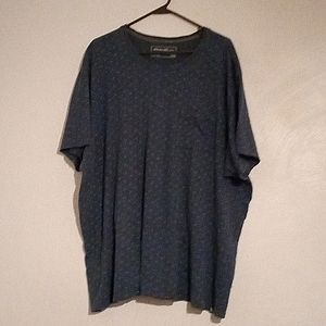 Eddie Bauer blue shirt grey triangle design